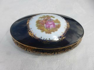 Vintage Limoges Porcelain Oval Vanity Trinket Box Size