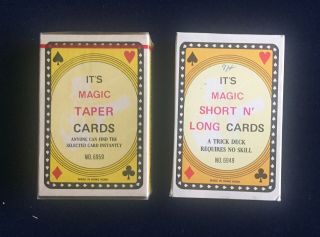 2 Vintage Magic Trick Decks Of Cards,  Tapered And Svengali 9 Of Hearts