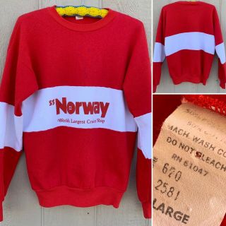 Vintage Ss Norway World’s Largest Cruise Ship Sweatshirt Color Block Red White L