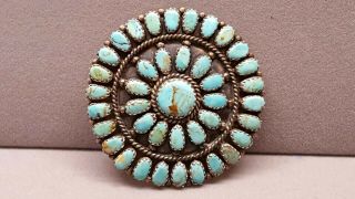Vintage Lmb Larry Moses Begay Sterling Silver Turquoise Pendant/brooch