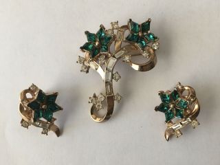 Vintage Crown Trifari Alfred Phillipe Twinkle Star Pin And Earrings Set