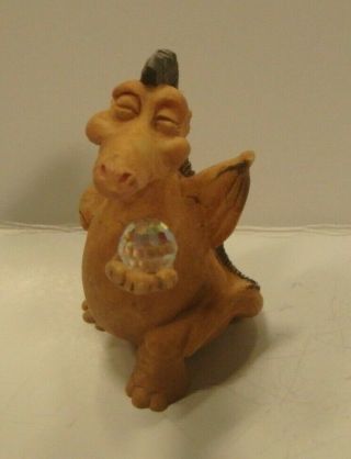 Krystonia Pantrimm Ceramic Dragon Figurine With Crystal Made In England Vintage