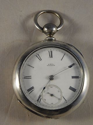 Antique A.  W.  Co Waltham Large Pocket Watch With Dueber Coin Silver Case