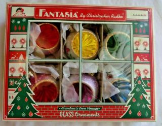 Christopher Radko Set Of 6 Fantasia Blown Glass Ornaments Reflectors Grandma 