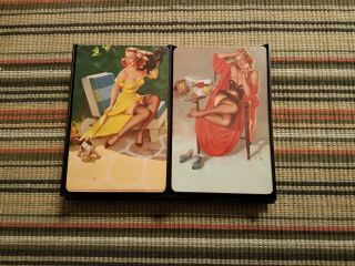 Vintage Set Of 2 Complete Decks Playing Cards Pin Up Girls 52,  2 Jokers V