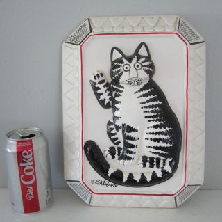 Vintage B.  Kliban Ceramic Wall Plaque Picture Cat Sigma