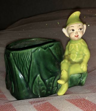 Vintage Treasure Craft Elf Pixie Ceramic Planter Tiny Planter 50’s