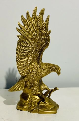 Bald Eagle Hawk Figure Statue Brass Vintage Paperweight 4lbs 10 "