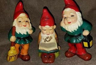 Vintage Set Of 3 Ceramic Gnomes