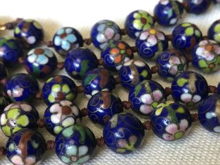 Vintage Chinese Cloisonne Enamel Hand Knotted Beads Necklace