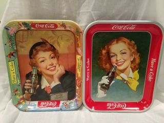 1953 Coca Cola Advertising Trays,  Set Of 2, .
