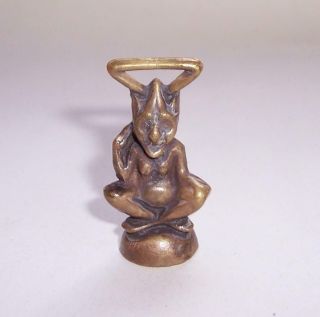Vintage 1930s Brass Lucky Cornish Pixie/pisky Pipe Tamper/wax Seal/fob Charm