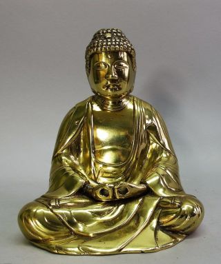 Late 19th C.  Chinese Gilt Bronze Buddha Sculpture Statue Antique