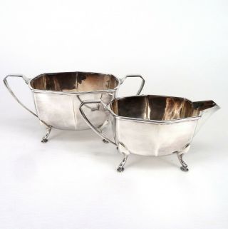 Silver Art Deco Style Milk Jug & Sugar Bowl Set By Lewis Rose & Co.  Ltd