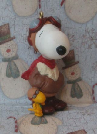 Hallmark Snoopy Famous Flying Ace Pilot Christmas Ornament Peanuts Woodstock C1
