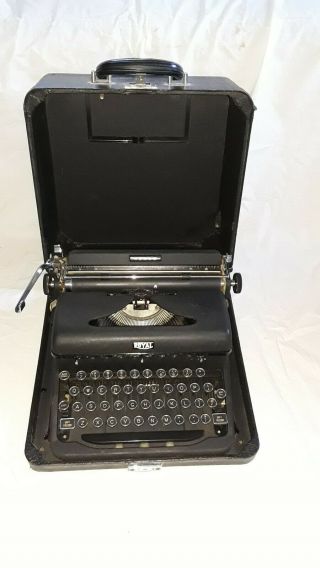 Vintage Royal Arrow Typewriter With Glass Keys & Case,  Types Great.