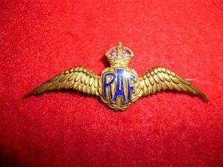 Ww2 " Raf - Royal Air Force " Enamelled Sweetheart Wing