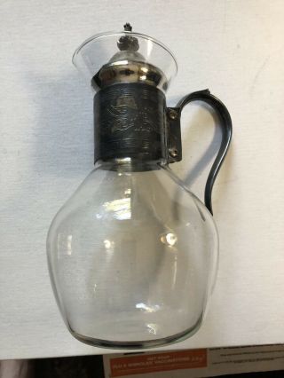 Vintage Silver Plated And Glass Coffee Carafe Pot
