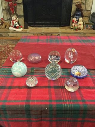 9 Vintage Murano Art Glass Millefiori Paperweights And Some From Ireland