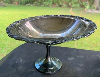 Vintage Oneida Silversmiths Pedestal Candy/nut Bowl Dish Silver Plated 8 Inch