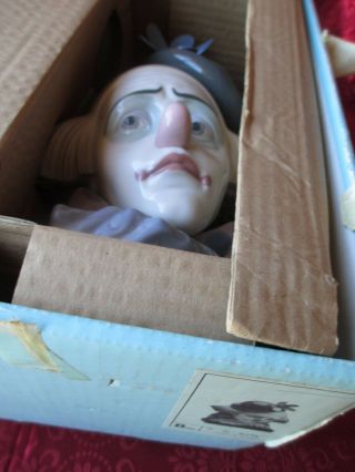 LLADRO Clown ' s Head Bowler “PENSIVE CLOWN” Authentic Porcelain Figurine W/ Box 2