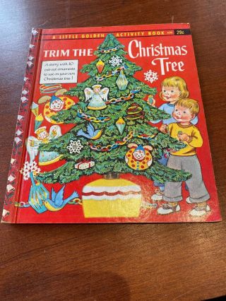 Vtg 50s Little Golden Book " Trim The Christmas Tree " With All Cut - Outs Intact