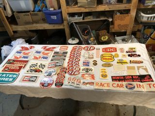 80,  Vintage 1960s Gas & Oil Race Car Stickers Nos Stp,  Pure Champion Holley More