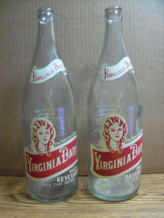Virginia Dare,  Two (2),  Similar,  Quart Beverage Bottles,  Empty,  Kensington Pa