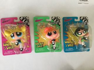 Powerpuff Girls Cool Clip & Chain Keychains 1999 Buttercup Blossom Bubbles Moc
