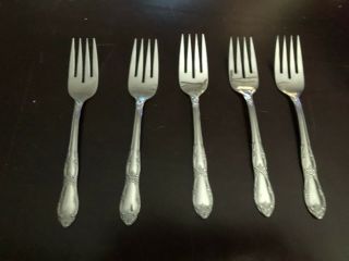 Five (5) Wm A Rogers Oneida Fenway Stainless Salad Forks