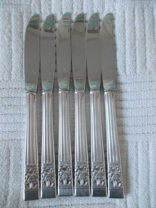 5 X Oneida Hampton Court Silver Plate Cutlery Dessert Knives