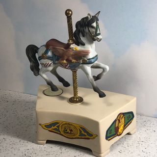 Vintage Horse Carousel Figurine Music Box Tale Vienna Wood Willitts Tobin Fraley
