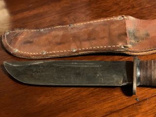 Cattaraugus (2250) - Vintage WWII Era Military Fighting Knife w/ Leather Sheath 2