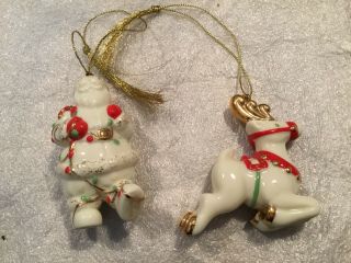 Lenox Christmas Ornaments — Set Of 2 Santa,  Reindeer