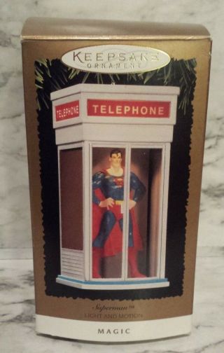 Hallmark Keepsake Ornaments Superman In Phone Booth Light And Motion Magic 1995