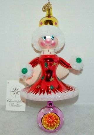 Radko Snow Girl Christmas Ornament 00 - 286 - 0 Large Italian Made W.  Reflector