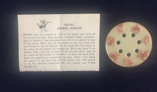 Vintage Magic Trick By Royal Magic " Animal Hunter " Prediction Effect 1970 