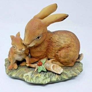 Masterpiece By Homco Porcelain Rabbit Bunny With Baby Figurine