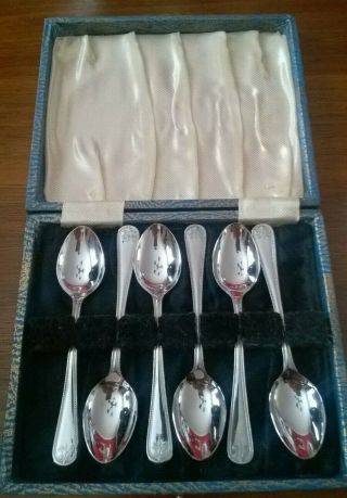 (c) Set Of 6 Stainless Chromium Plated Teaspoons In Presentation Case -