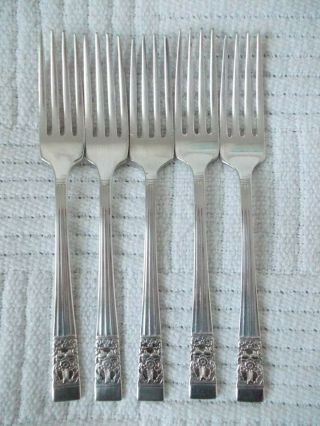 5 X Oneida Hampton Court Silver Plate Cutlery Dessert Forks