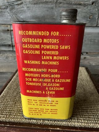Vintage White Rose Outboard Motor Oil Can 3