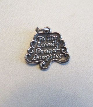 Vintage Sterling Silver James Avery To My Lovely Granddaughter Charm