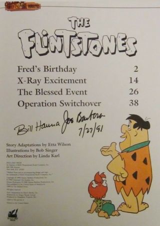 Hanna - Barbera Signed Flintstones Special Edition Story Book
