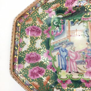 Antique Chinese Asian Japanese Porcelain Platter Rose Famille Gold Handpainted 2