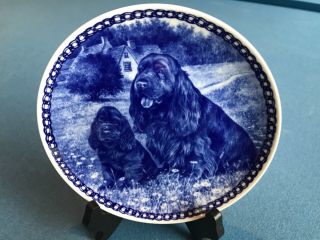 Danish Blue Plate Dog Family Sussex Spaniel Lekven 3062 8in Dia
