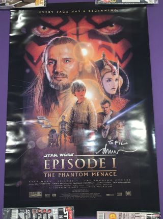 Star Wars Phantom Menace 1 Sheet Signed By Drew Struzan Whoa