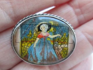 Vintage Sterling Silver Pt 202213 Butterfly Wing Crinoline Lady Deco Brooch Pin