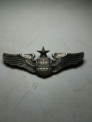 Sterling Silver Vintage Us Military Pilot Wings Pin 3 " Long Plus Marked Sterling