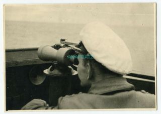German Ww2 Photo,  U - Boat Commander Looking Through Binoculars