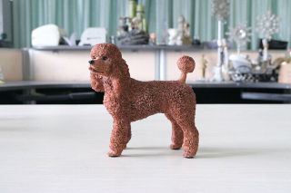 Resin Mini British Poodle Dog Hand Painted Simulation Model Statue Brown
